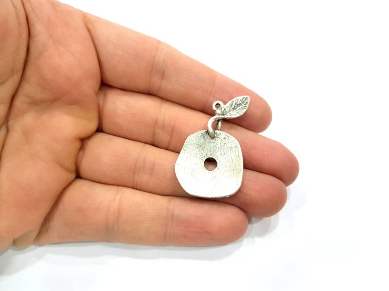 2 Apple Charms Antique Silver Plated Charms (38x24mm) G9524