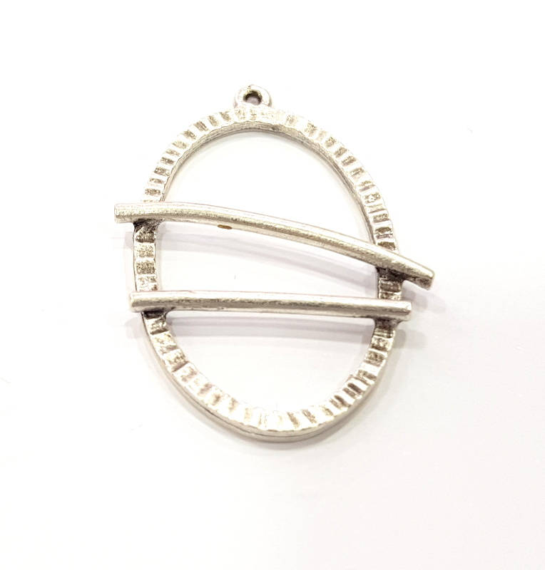4 Silver Charms Antique Silver Plated Connector (41x31mm) G15418