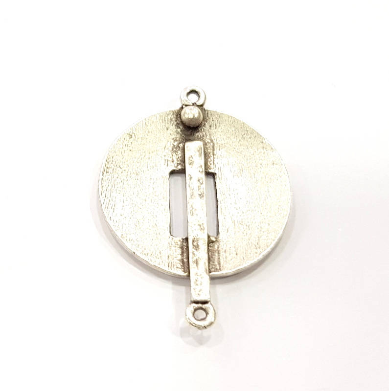 20 Silver Charms Antique Silver Plated Connector (41x29mm) G9527