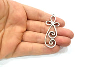 2 Twisted Wire Charms Silver Charms Antique Silver Plated Connector (58x23mm) G14996