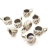 10 Silver Bail Findings Antique Silver Plated Findings (13x8mm) G8856