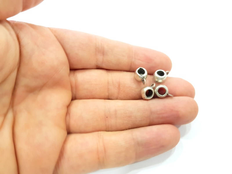 10 Silver Bail Findings Antique Silver Plated Findings (11x8mm) G8857