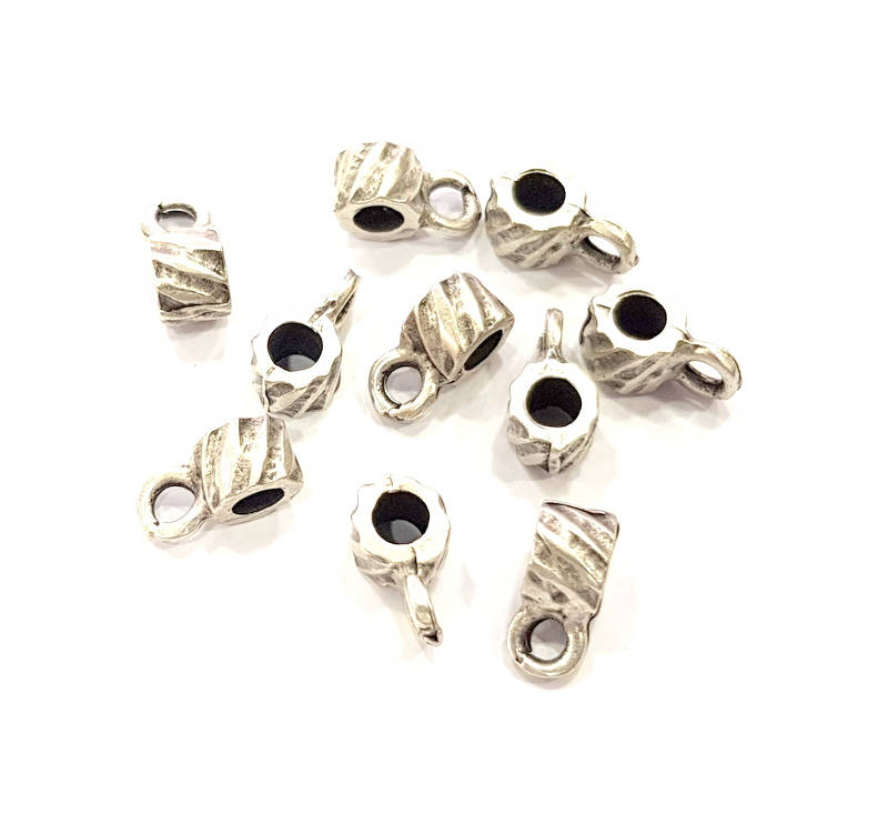 12 Silver Bail Findings Antique Silver Plated Findings (11x6mm) G8860