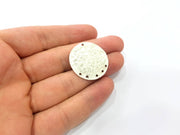 Silver Plated Connector Antique Silver Plated Brass Hammered Charms (30mm)  G8902