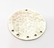 Silver Plated Connector Antique Silver Plated Brass Hammered Charms (30mm)  G8902