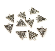 12 Silver Triangle Charms Antique Silver Plated Charms (17x14mm) G8904