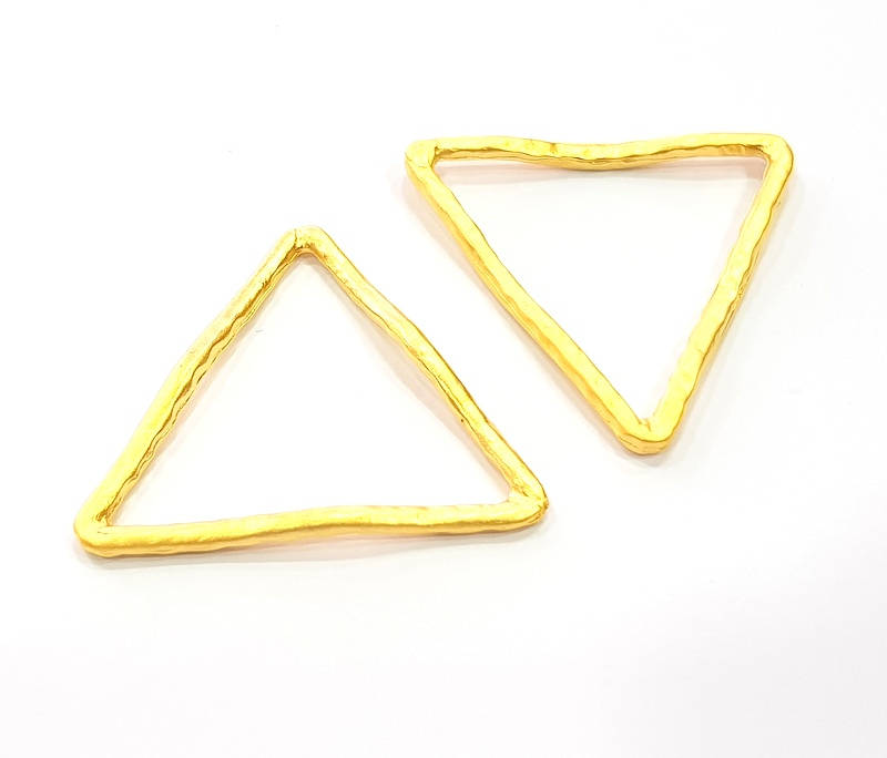 2 Gold Triangle Connector Gold Plated Charms  (37x35mm)   G10807