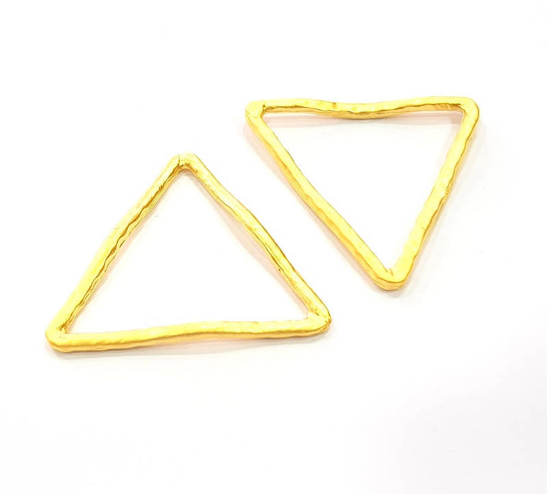 2 Gold Triangle Connector Gold Plated Charms  (37x35mm)   G10807