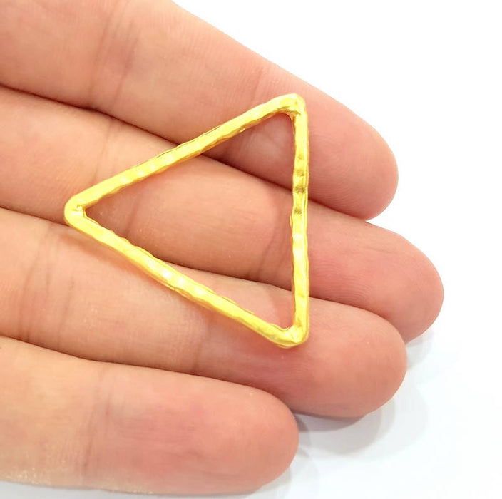 2 Gold Triangle Connector Gold Plated Charms  (37x35mm)   G10807