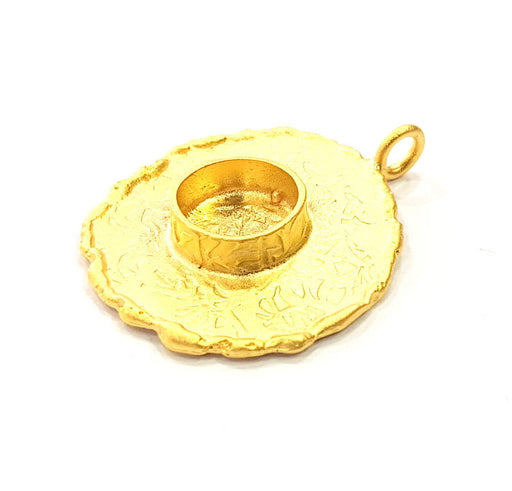 Gold Pendant Blank Base Setting Necklace Blank Resin Blank Mountings Gold Plated Brass ( 28mm blank ) G8922