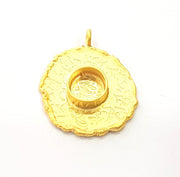 Gold Pendant Blank Base Setting Necklace Blank Resin Blank Mountings Gold Plated Brass ( 28mm blank ) G8922