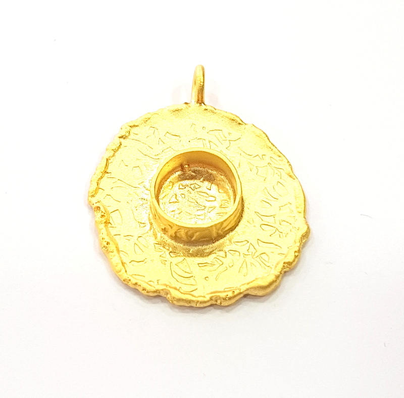Gold Pendant Blank Base Setting Necklace Blank Resin Blank Mountings Gold Plated Brass ( 28mm blank ) G8922