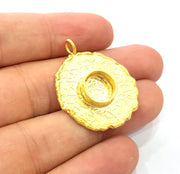 Gold Pendant Blank Base Setting Necklace Blank Resin Blank Mountings Gold Plated Brass ( 28mm blank ) G8922