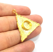 Gold Pendant Blank Base Setting Necklace Blank Resin Blank Mountings Gold Plated Brass ( 37mm blank ) G8924
