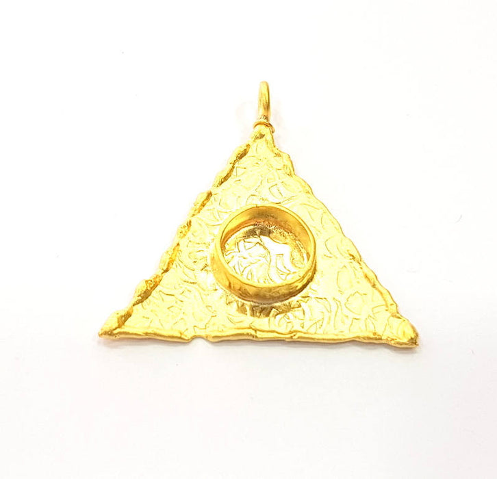 Gold Pendant Blank Base Setting Necklace Blank Resin Blank Mountings Gold Plated Brass ( 37mm blank ) G8924