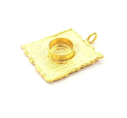 Gold Pendant Blank Base Setting Necklace Blank Resin Blank Mountings Gold Plated Brass ( 28x25mm blank ) G8925