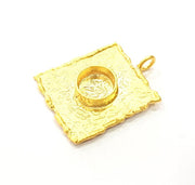 Gold Pendant Blank Base Setting Necklace Blank Resin Blank Mountings Gold Plated Brass ( 28x25mm blank ) G8925