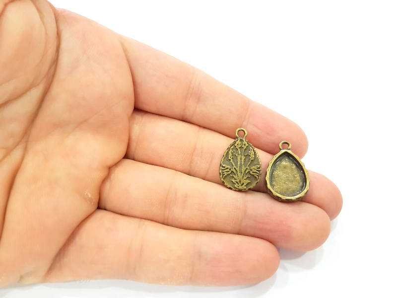 6 Antique Bronze Pendant Blank inlay Blank Mosaic Blank Resin Blank Bezel Base Setting Mountings Antique Bronze Plated (22x14mm) G8927