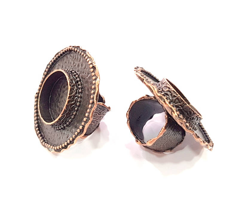 Copper Ring Blank inlay Ring Blank Mosaic Ring Bezel Base Settings Cabochon Mountings (20mm blank ) Antique Copper Plated Brass G8931
