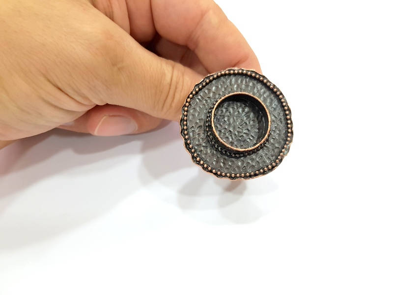 Copper Ring Blank inlay Ring Blank Mosaic Ring Bezel Base Settings Cabochon Mountings (20mm blank ) Antique Copper Plated Brass G8931
