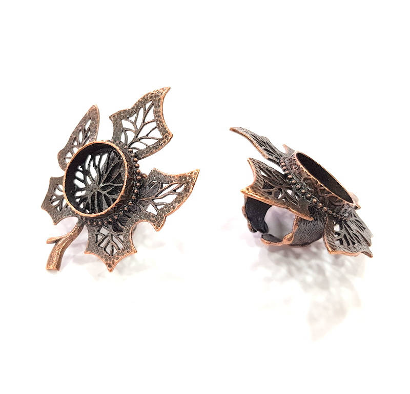Copper Ring Blank inlay Ring Blank Mosaic Ring Bezel Base Settings Cabochon Mountings (20mm blank ) Antique Copper Plated Brass G14997