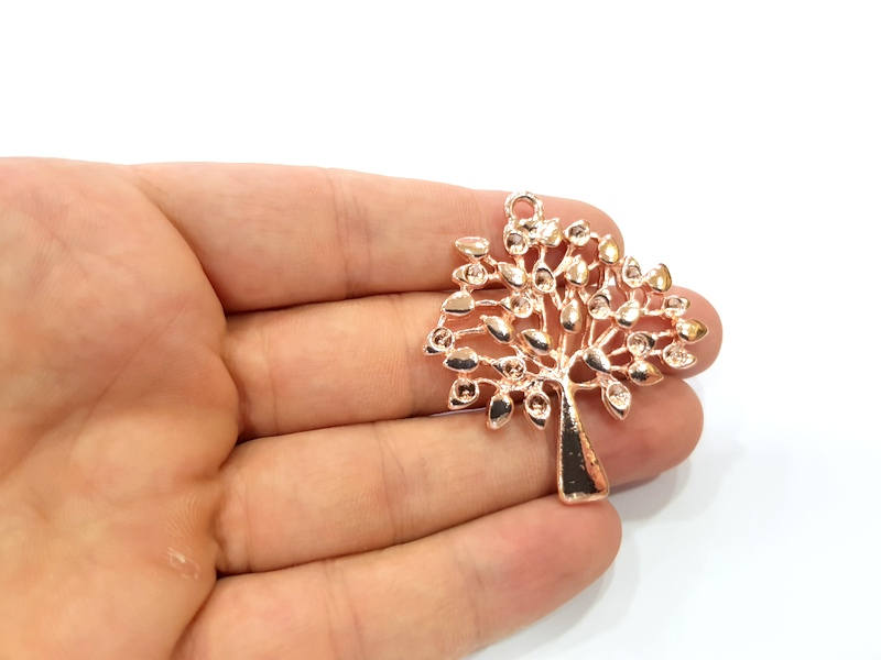 Rose Gold Tree Pendant Rose Gold Plated Pendant (50x46 mm) G8934