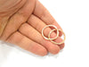 5 Rose Gold Circle Charms Rose Gold Plated Connectors (28 mm)  G8938