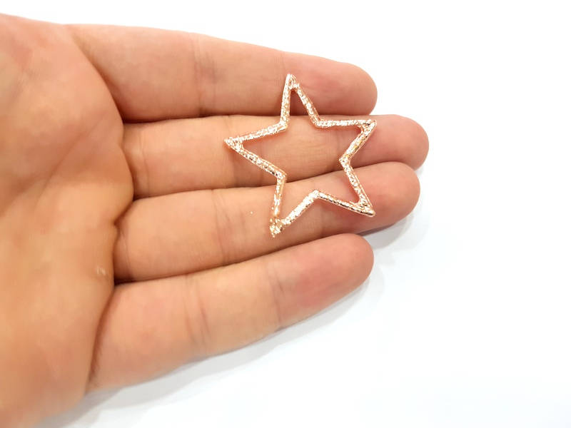 2 Rose Gold Star Pendant Rose Gold Plated Pendant (44 mm) G8939