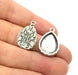 6 Silver Pendant Blank Mosaic Base Blank inlay Blank Necklace Blank Resin Blank Mountings Antique Silver Plated  (18x13mm blank)  G8930