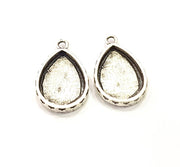 6 Silver Pendant Blank Mosaic Base Blank inlay Blank Necklace Blank Resin Blank Mountings Antique Silver Plated  (18x13mm blank)  G8930