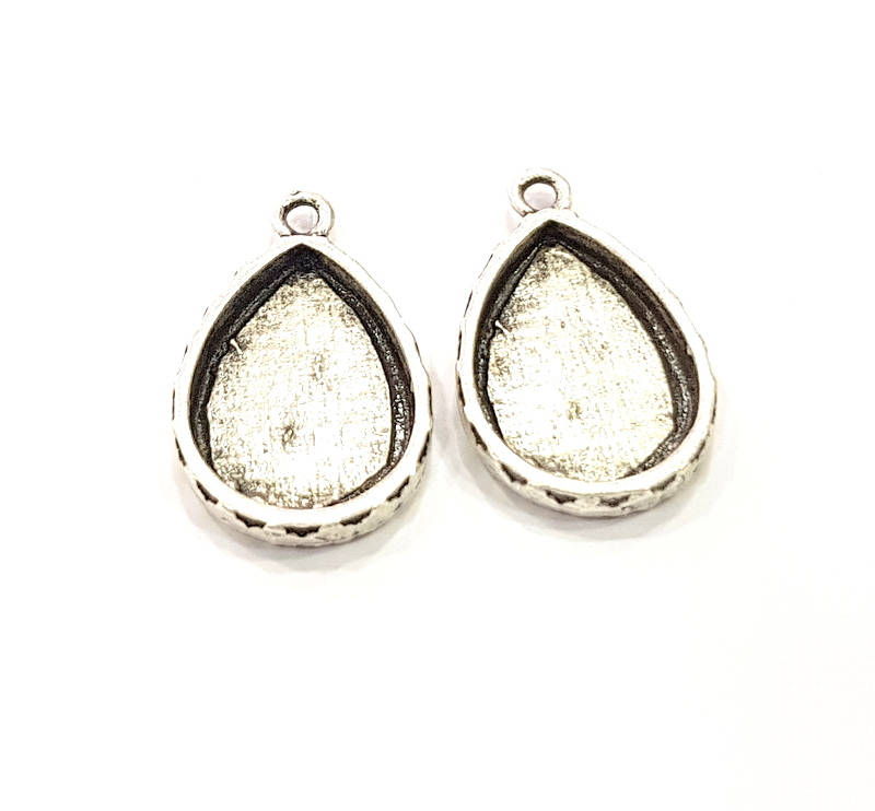 6 Silver Pendant Blank Mosaic Base Blank inlay Blank Necklace Blank Resin Blank Mountings Antique Silver Plated  (18x13mm blank)  G8930