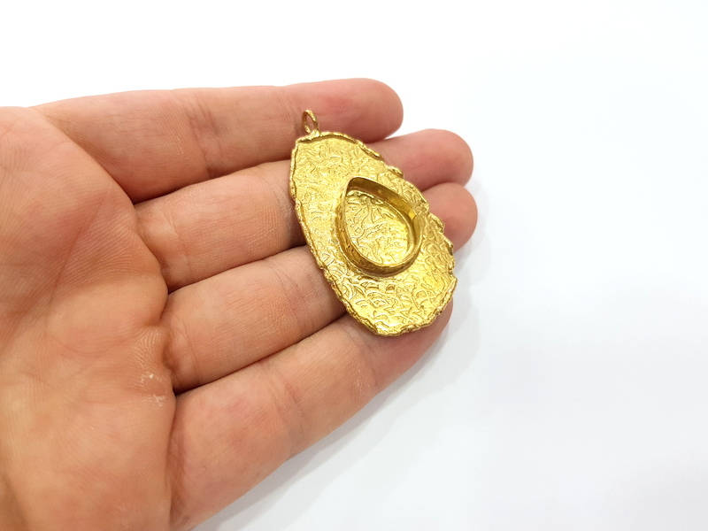 Raw Brass Pendant Blank Mosaic Base Blank inlay Blank Necklace Blank Resin Blank Mountings Cabochon Bezel Base  (20x15mm blank) G8950