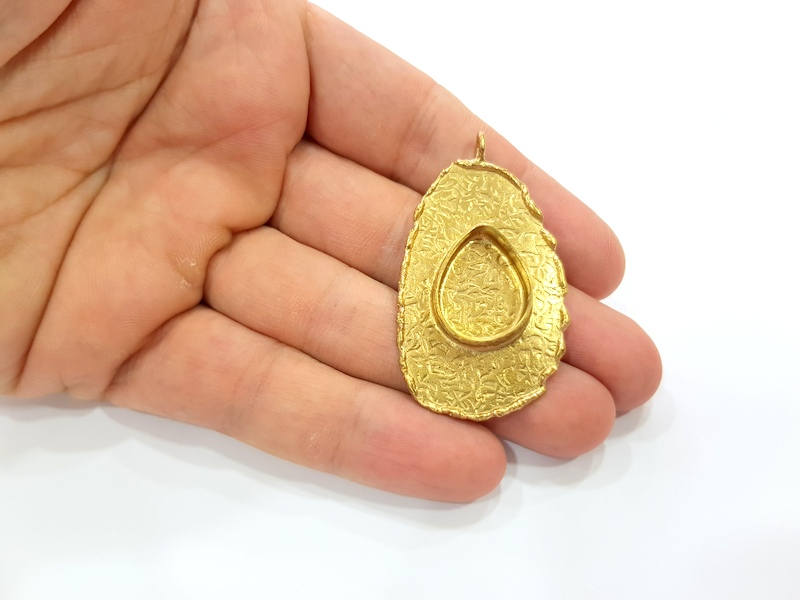 Raw Brass Pendant Blank Mosaic Base Blank inlay Blank Necklace Blank Resin Blank Mountings Cabochon Bezel Base  (20x15mm blank) G8950