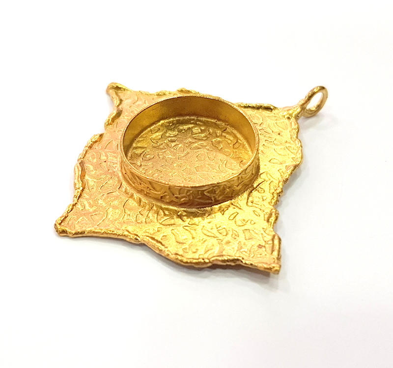 Raw Brass Pendant Blank Mosaic Base Blank inlay Blank Necklace Blank Resin Blank Mountings Cabochon Bezel Base  (20mm blank) G8951