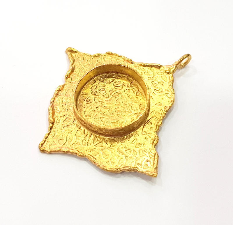 Raw Brass Pendant Blank Mosaic Base Blank inlay Blank Necklace Blank Resin Blank Mountings Cabochon Bezel Base  (20mm blank) G8951