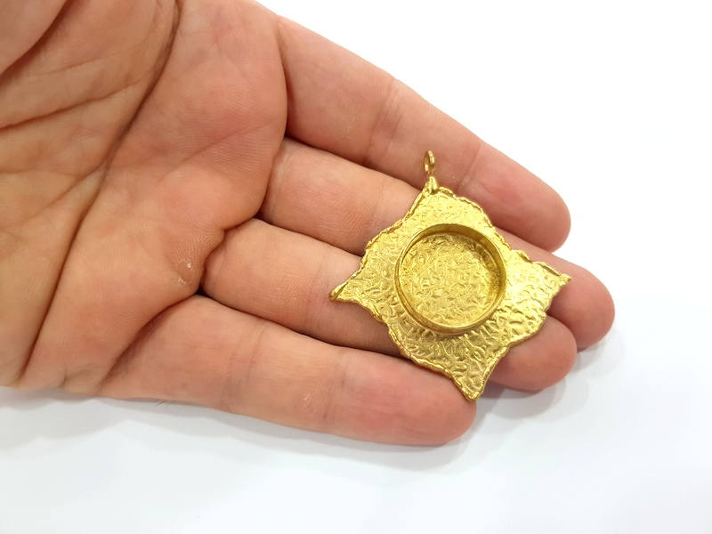 Raw Brass Pendant Blank Mosaic Base Blank inlay Blank Necklace Blank Resin Blank Mountings Cabochon Bezel Base  (20mm blank) G8951