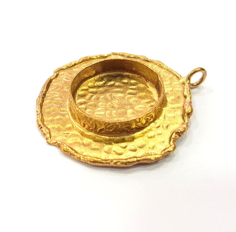 Raw Brass Pendant Blank Mosaic Base Blank inlay Blank Necklace Blank Resin Blank Mountings Cabochon Bezel Base  (20mm blank) G8953