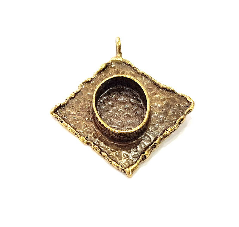 Antique Bronze Pendant Blank inlay Blank Mosaic Blank Resin Blank Bezel Base Setting Mountings Antique Bronze Plated Brass ( 44x39mm ) G8955