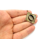 Antique Bronze Pendant Blank inlay Blank Mosaic Blank Resin Blank Bezel Base Setting Mountings Antique Bronze Plated Brass ( 44x39mm ) G8955