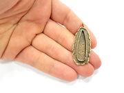 Antique Bronze Pendant Blank inlay Blank Mosaic Blank Resin Blank Bezel Base Setting Mountings Antique Bronze Plated Brass ( 48x18mm ) G8956
