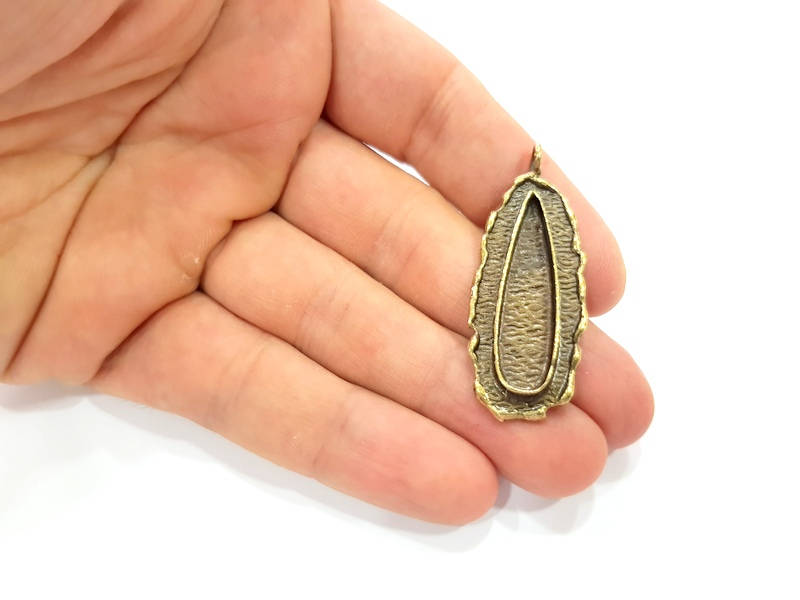 Antique Bronze Pendant Blank inlay Blank Mosaic Blank Resin Blank Bezel Base Setting Mountings Antique Bronze Plated Brass ( 48x18mm ) G8956
