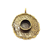Antique Bronze Pendant Blank inlay Blank Mosaic Blank Resin Blank Bezel Base Setting Mountings Antique Bronze Plated Brass ( 28mm ) G8957