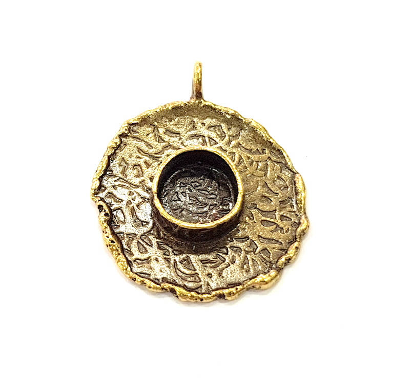 Antique Bronze Pendant Blank inlay Blank Mosaic Blank Resin Blank Bezel Base Setting Mountings Antique Bronze Plated Brass ( 28mm ) G8957