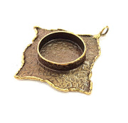 Antique Bronze Pendant Blank inlay Blank Mosaic Blank Resin Blank Bezel Base Setting Mountings Antique Bronze Plated Brass ( 54x48mm ) G8964