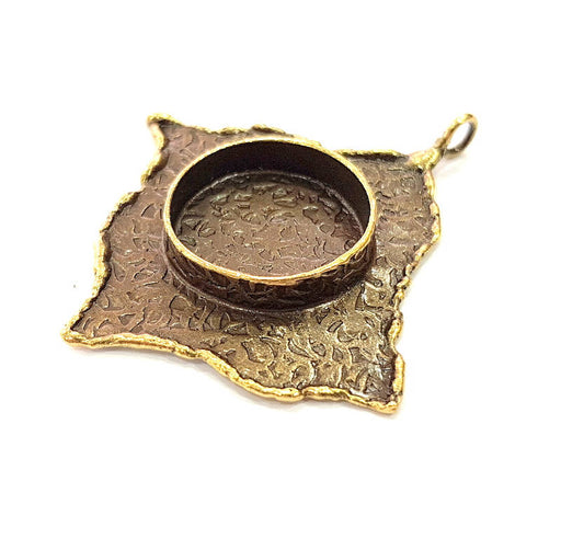 Antique Bronze Pendant Blank inlay Blank Mosaic Blank Resin Blank Bezel Base Setting Mountings Antique Bronze Plated Brass ( 54x48mm ) G8964