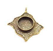 Antique Bronze Pendant Blank inlay Blank Mosaic Blank Resin Blank Bezel Base Setting Mountings Antique Bronze Plated Brass ( 54x48mm ) G8964