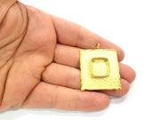 Gold Pendant Blank Necklace Blank Resin Blank Mosaic Blank İnlay Blank Mountings Bezel Base Gold Plated Brass  (37x34mm blank ) G8968