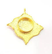 Gold Pendant Blank Necklace Blank Resin Blank Mosaic Blank İnlay Blank Mountings Bezel Base Gold Plated Brass  (48mm blank ) G8969