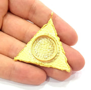 Gold Pendant Blank Necklace Blank Resin Blank Mosaic Blank İnlay Blank Mountings Bezel Base Gold Plated Brass  (41mm blank ) G8970