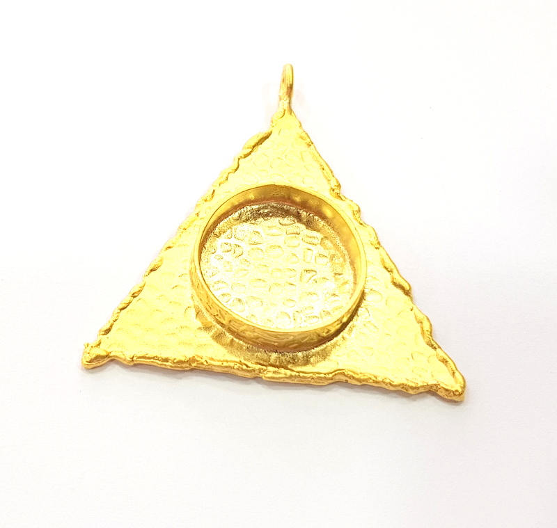 Gold Pendant Blank Necklace Blank Resin Blank Mosaic Blank İnlay Blank Mountings Bezel Base Gold Plated Brass  (41mm blank ) G8970